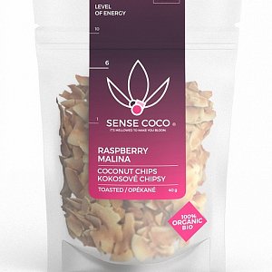 Bio kokosové chipsy energy / malina